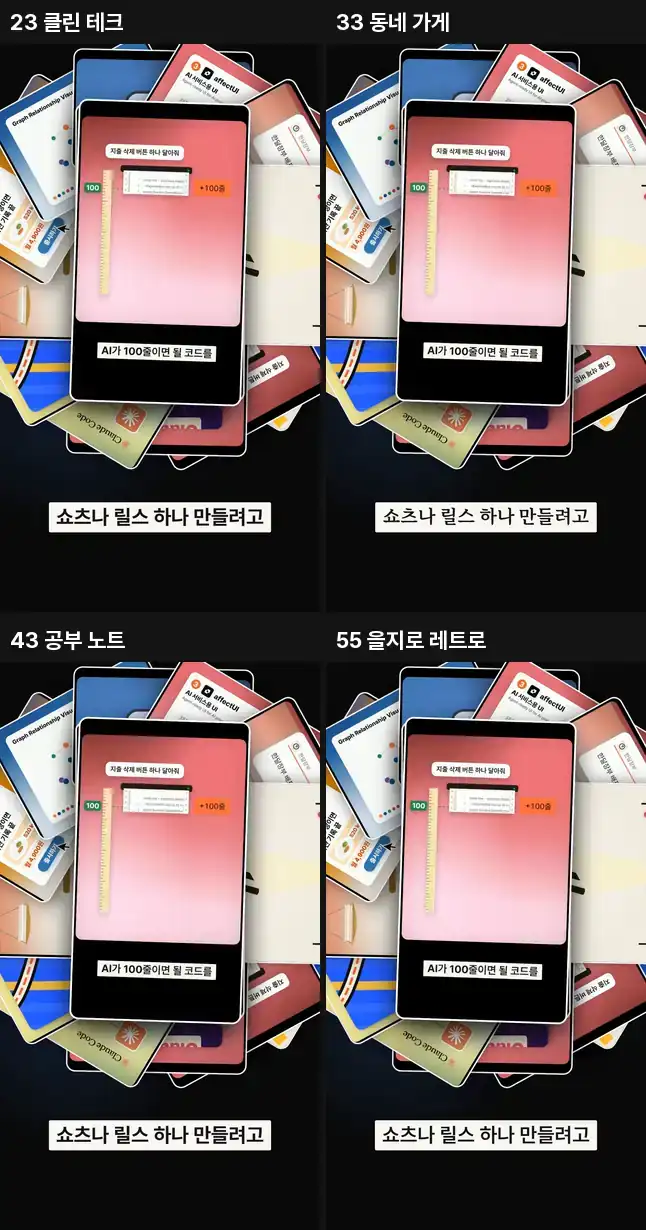 템플릿 영상 4편의 강조 자막 구간 비교 (2)